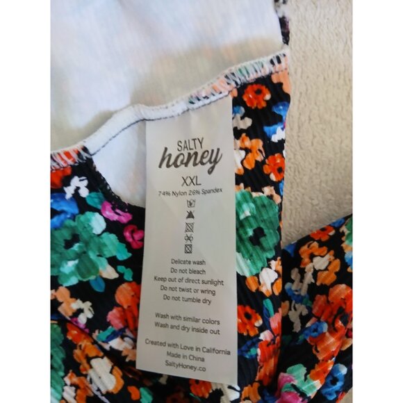 Salty Honey Womens Swimsuit Floral Print 2 Piece Top XXL Bikini Large Beachy - Picture 16 of 16